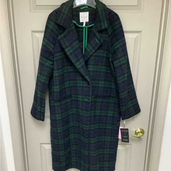 arc les filles Jackets & Blazers - Plaid Trench Coat in Green and Blue